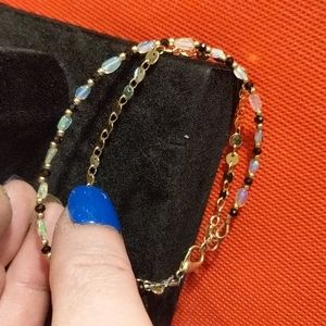 Ethiopian opal fire opal /. 24 k gold sequin chain bracelet.